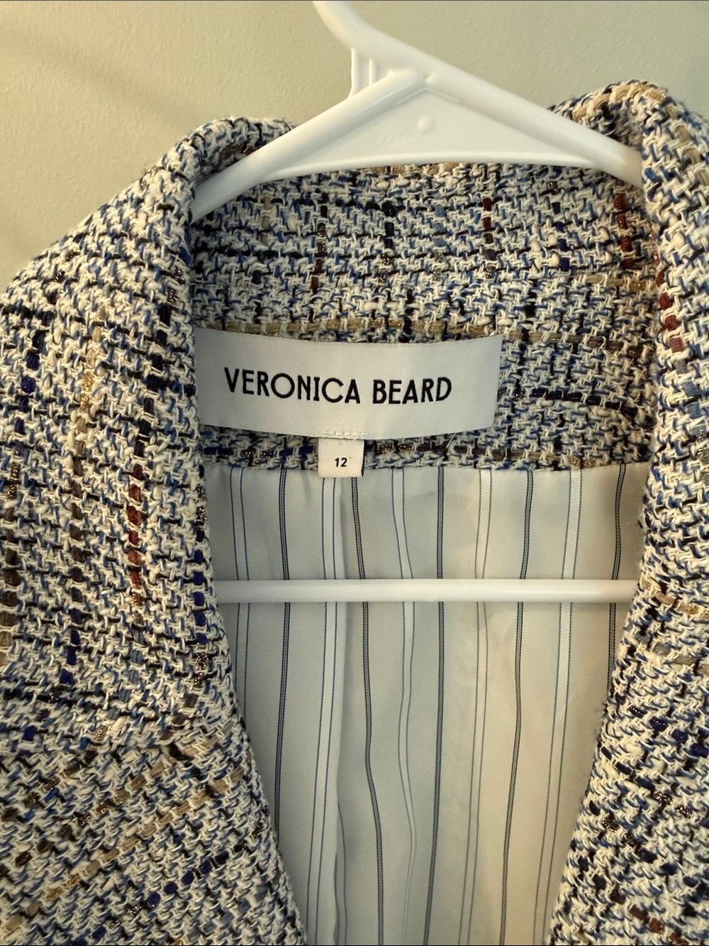 Veronica Beard Cream-Blend Tweed Double-Breasted Blazer - Picture 2 of 6